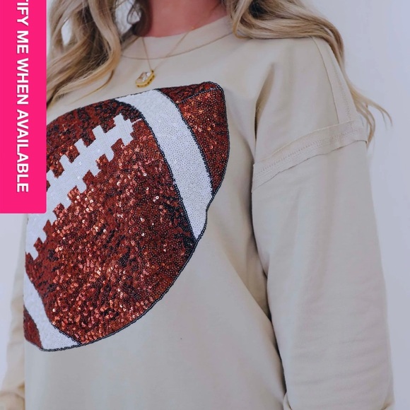 FOOTBALL SEQUIN pullover Cream!! Can fit from M L XL. NEW IN PACKAGE! - Picture 2 of 5